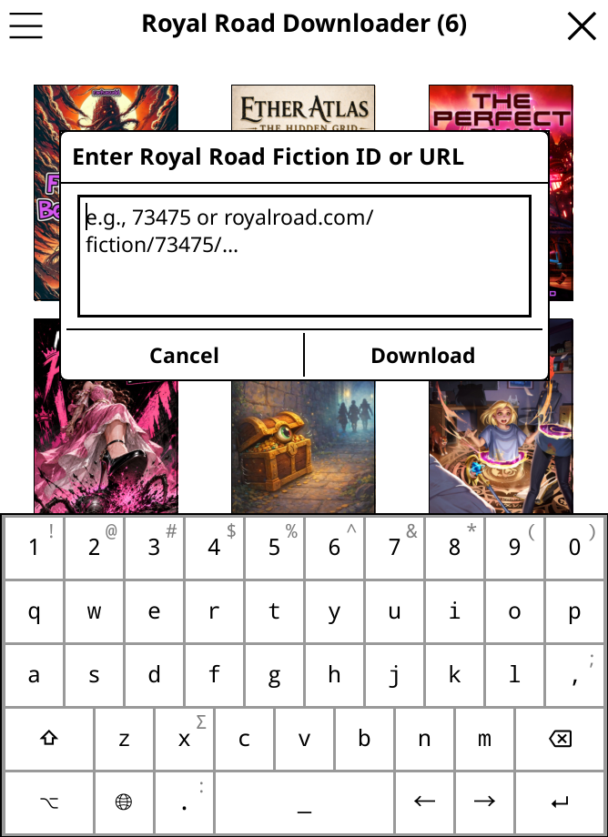 Download story by entering a Royal Road URL or fiction ID