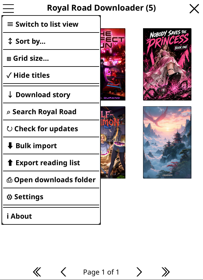 Plugin options menu inside KOReader